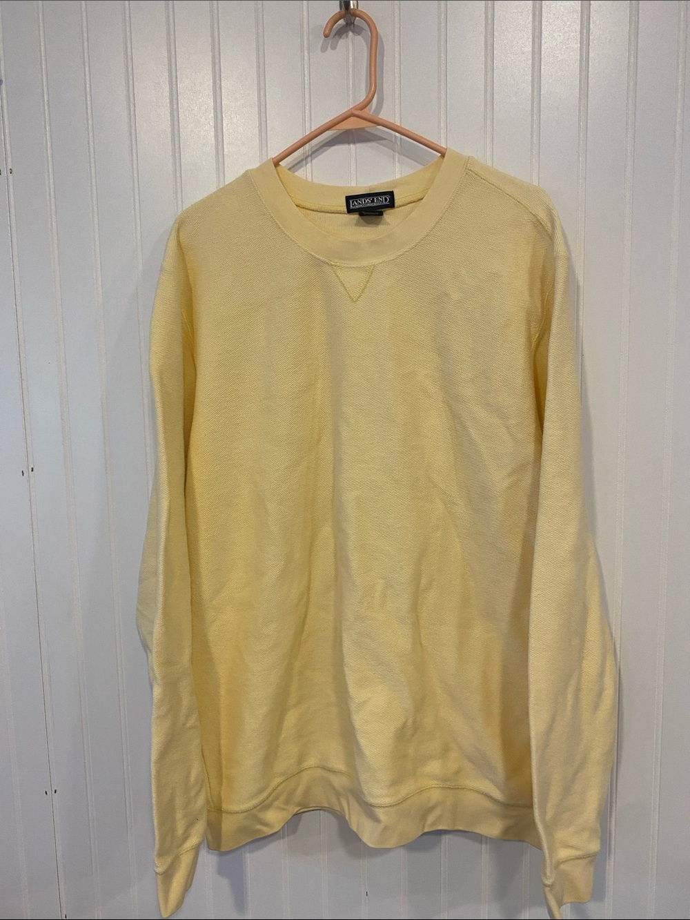 Lands' End Men’s Pale Yellow Crewneck Sweater